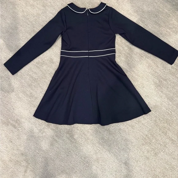 Navy Blue Jacadi Kids Dress with White Trim - Picture 3 of 3